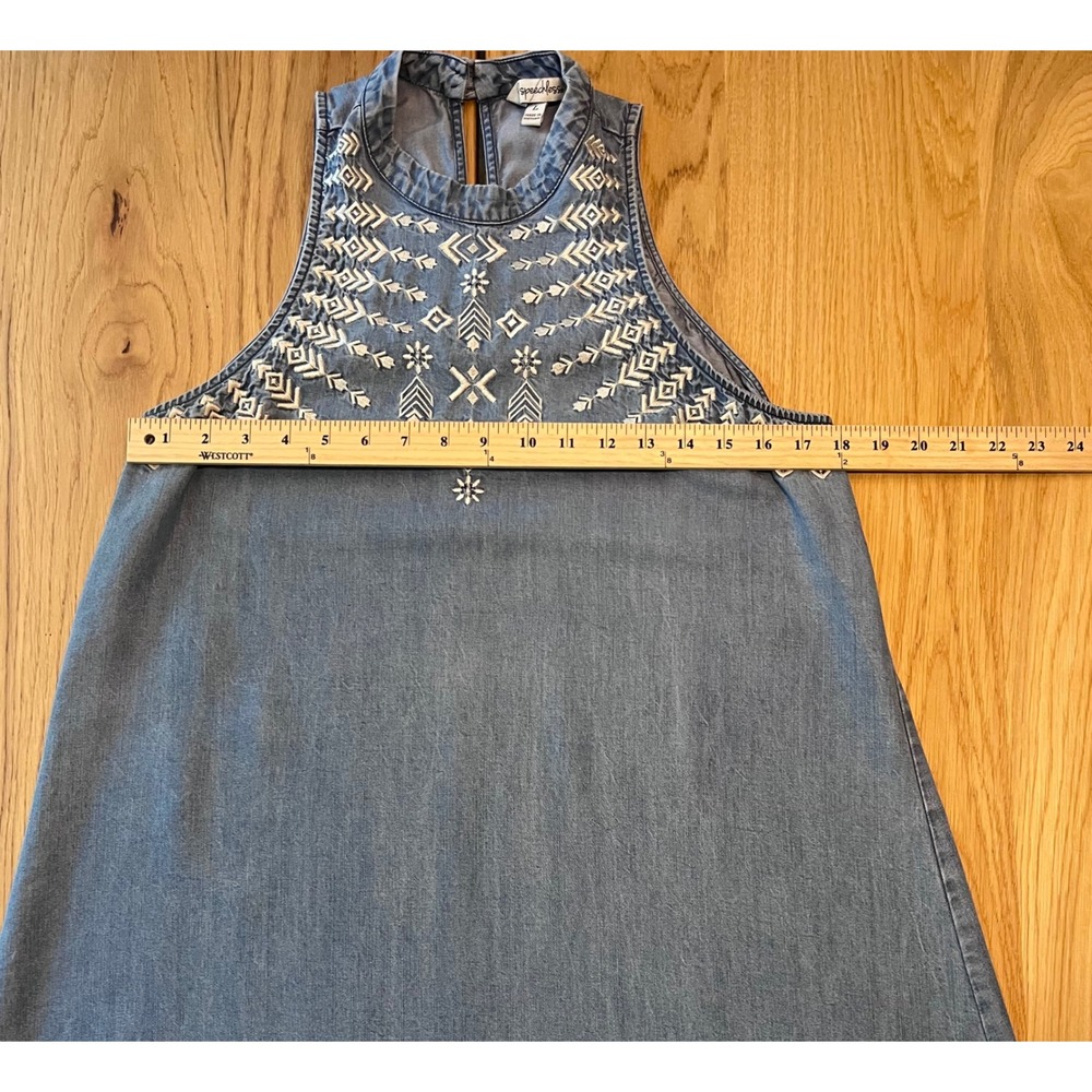 Speechless Embroidered Denim Halter Dress Womens Size Large Blue Boho Summer - Picture 5 of 9
